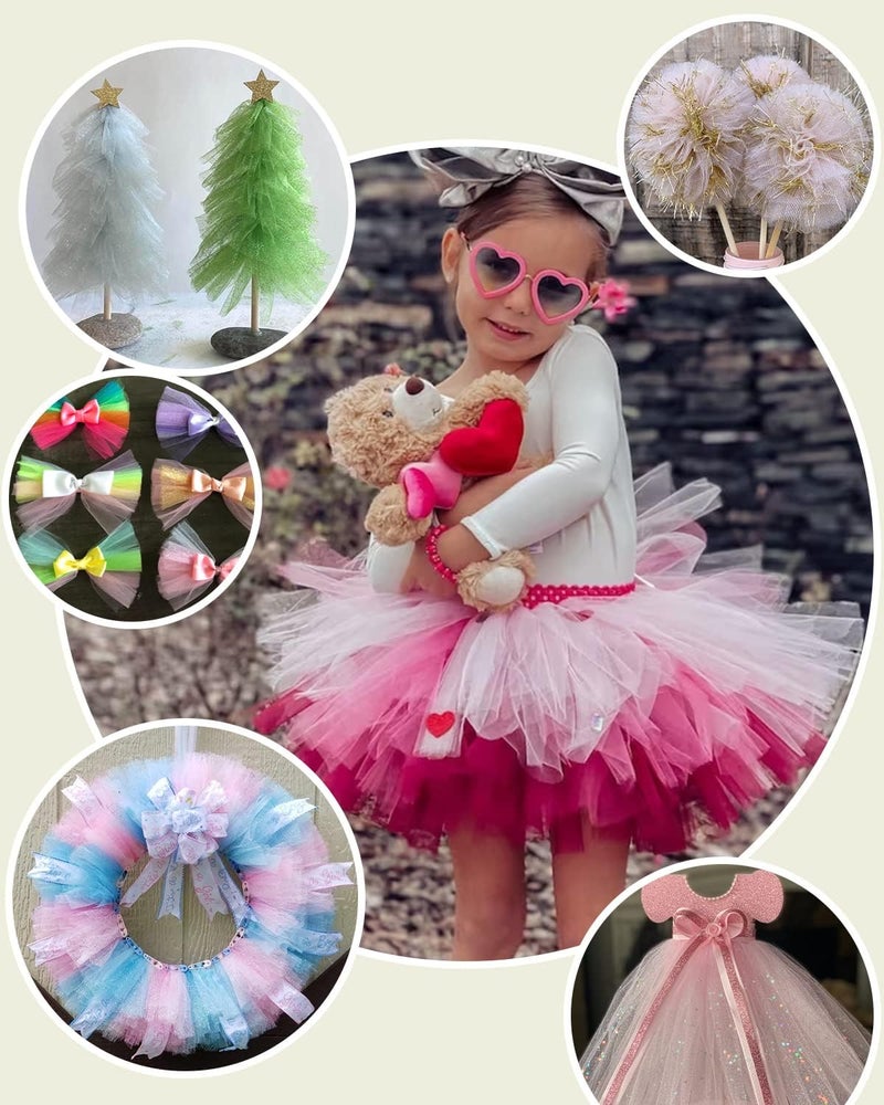 Ableme Deco Black Glitter Tulle Fabric Rolls, 6 Inch 50 Yards (150ft) Sparkling Spool Ribbon Sequin Netting for Tutu Skirt Gift Wrapping Wedding Party Decoration (Black) - Image 4